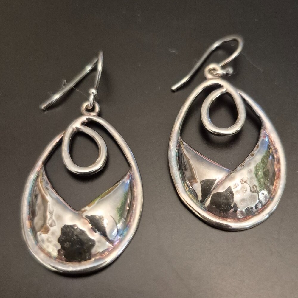 Grace&Heart Vintage Antique Shell & Onyx Sterling Silver Drop Dangle Earrings